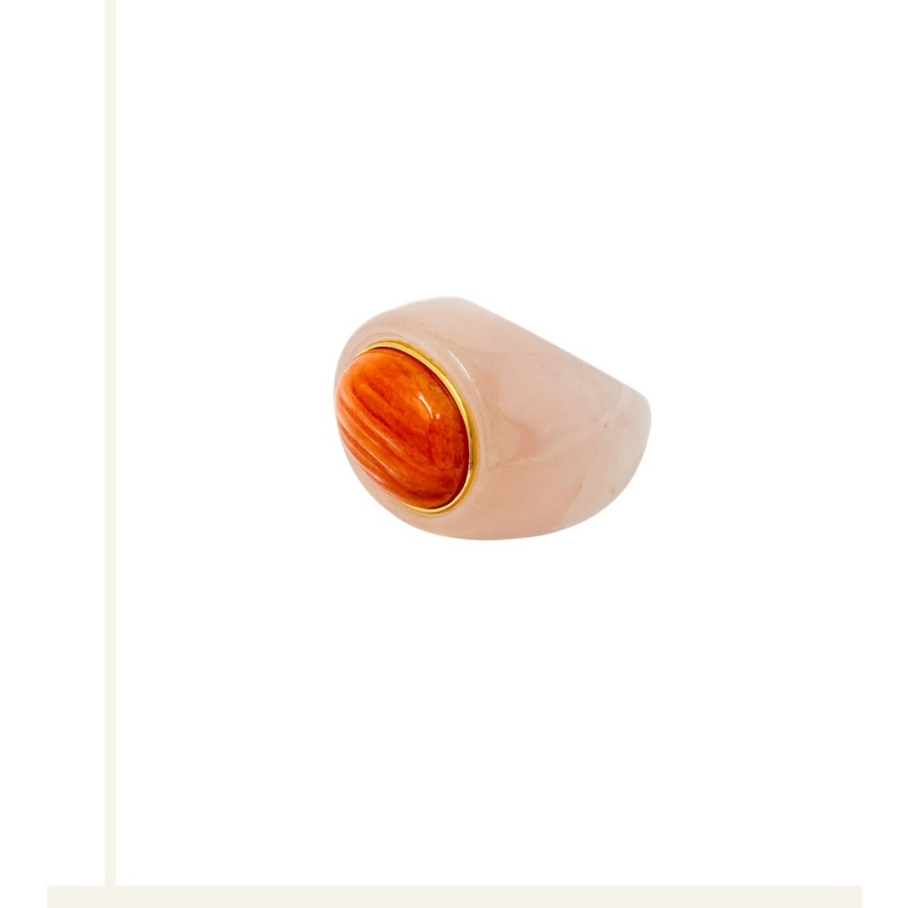 Rose quartz,with Orange and Gold Women's Ring